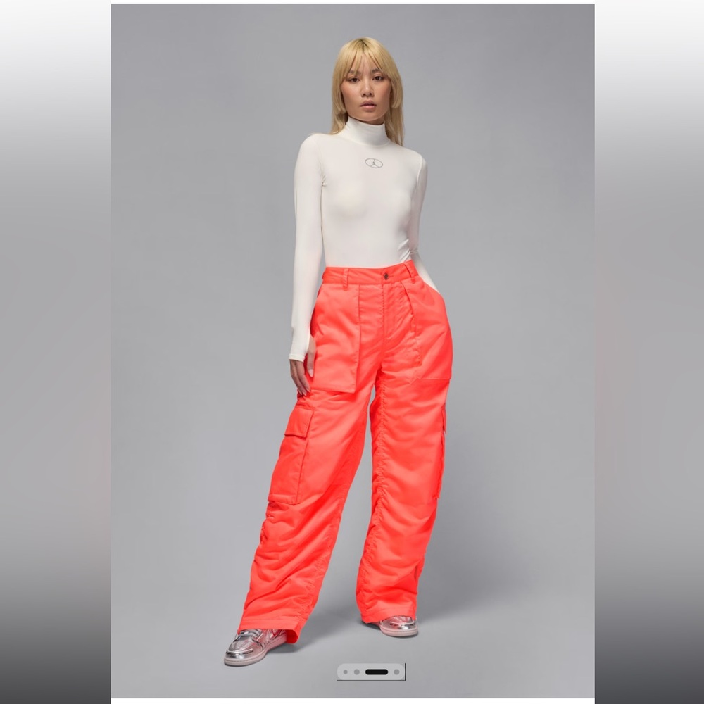 Jordan Wide-Leg Cargo Pants in Neon Coral - Picture 5 of 7